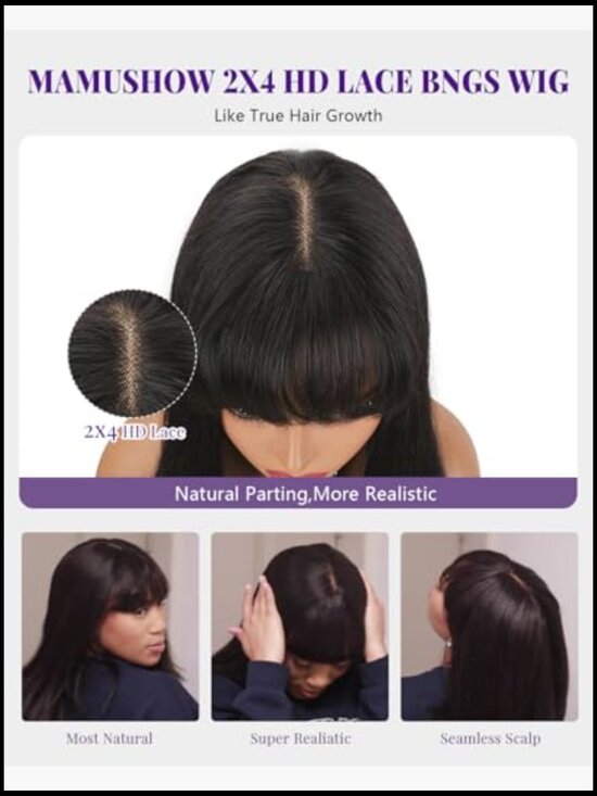 Straight Lace Front Wig 180% High Density Drawstring Cap Human Hair 18in main image 6